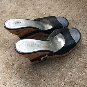 Guess Black Platform Wedges